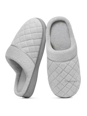 Memory Foam House Slippers Quilted Indoor TPR Outsole Unisex